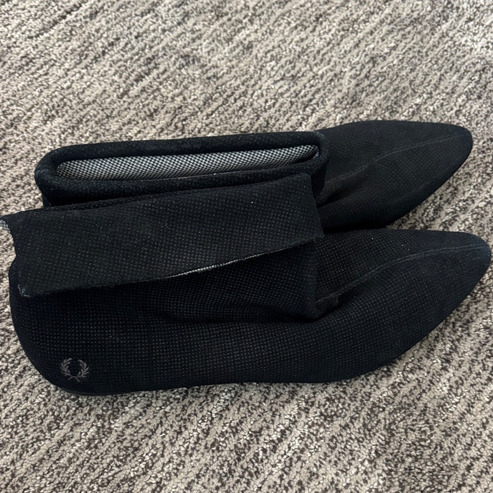 Fred Perry Black Fold-Over Ankle Boots